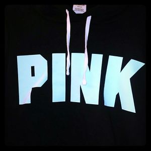 Black hooded PINK sz M crop sweatshirt NWOT